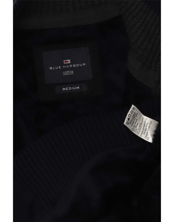 Marks & Spencer Męski sweter rozpinany w kolorze niebieskim Harbor, średni granatowy, bawełniany