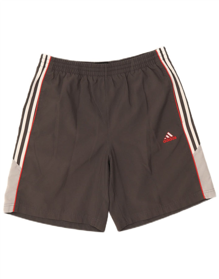 Męskie spodenki sportowe Adidas Climalite, duże, szare, z blokami kolorów, poliestrowe