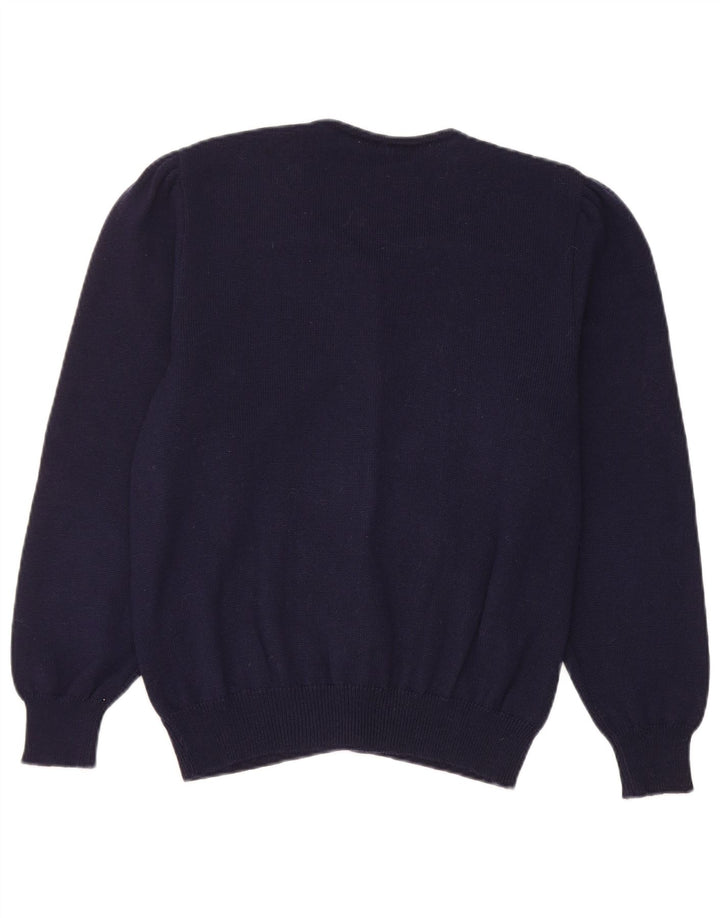 Sweter damski w stylu vintage, brytyjski 14, średni granatowy