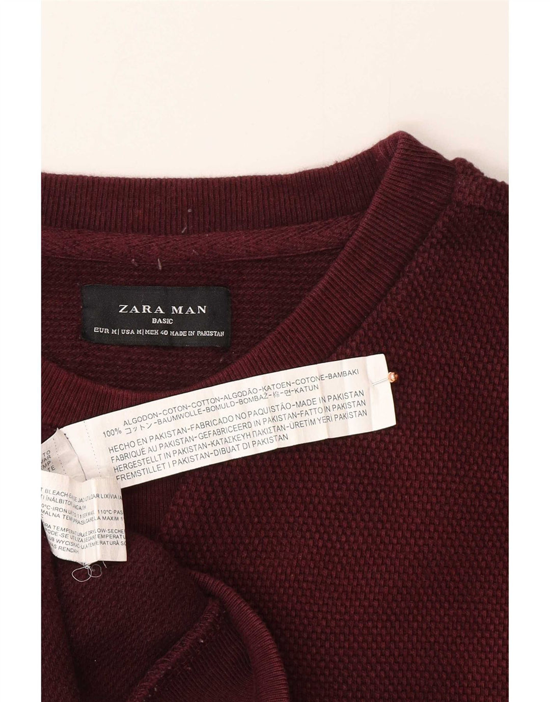 Męski sweter Zara, średniej wielkości bordowa bawełna