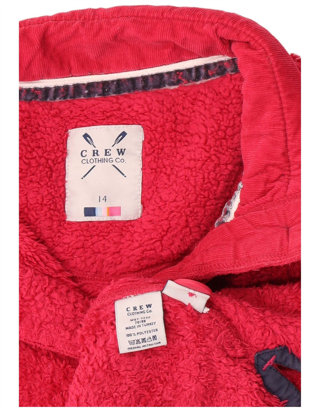 Crew Clothing Damski sweter polarowy z guzikami pod szyją, UK 14, duży, różowy poliester