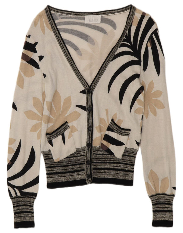 Sweter damski ICEBERG UK 6 XS w kolorze złamanej bieli, bawełniany w kwiaty