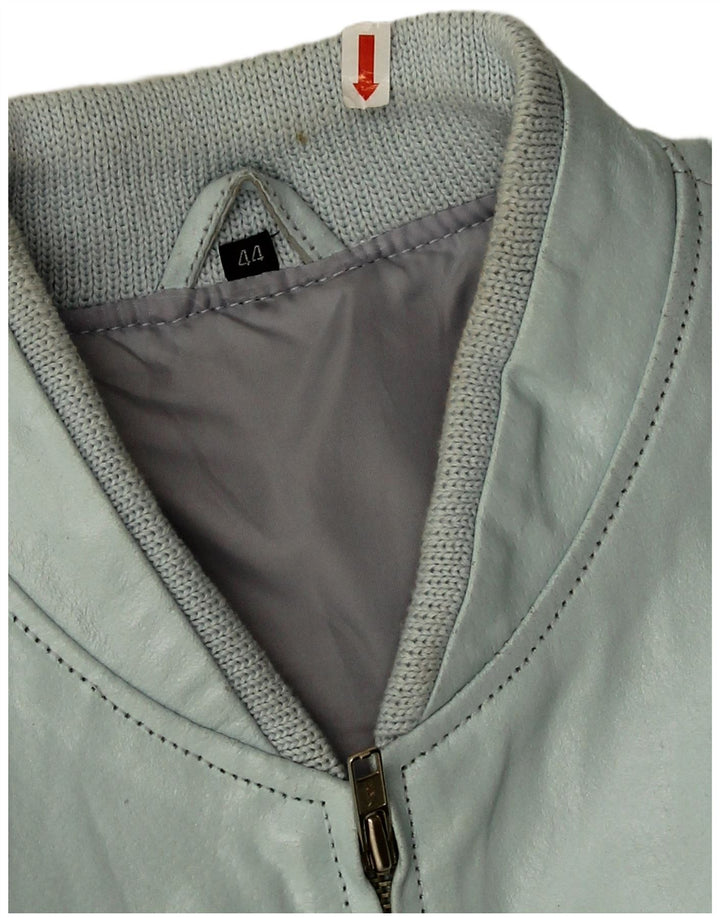 Vintage damska kurtka bomber ze sztucznej skóry IT 44 średni niebieski