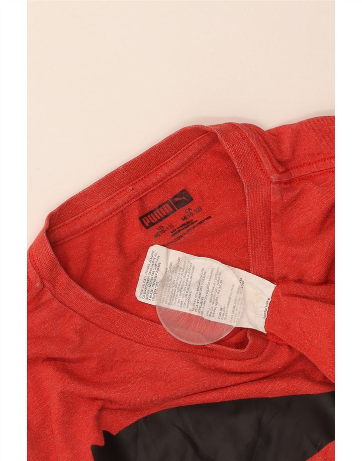 Chłopięcy T-shirt z grafiką Puma, 10-11 lat, średni czerwony, bawełniany