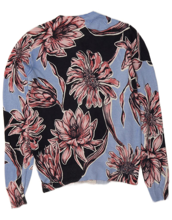 Marks & Spencer Damski sweter rozpinany UK 8 Small Blue Floral wiskoza