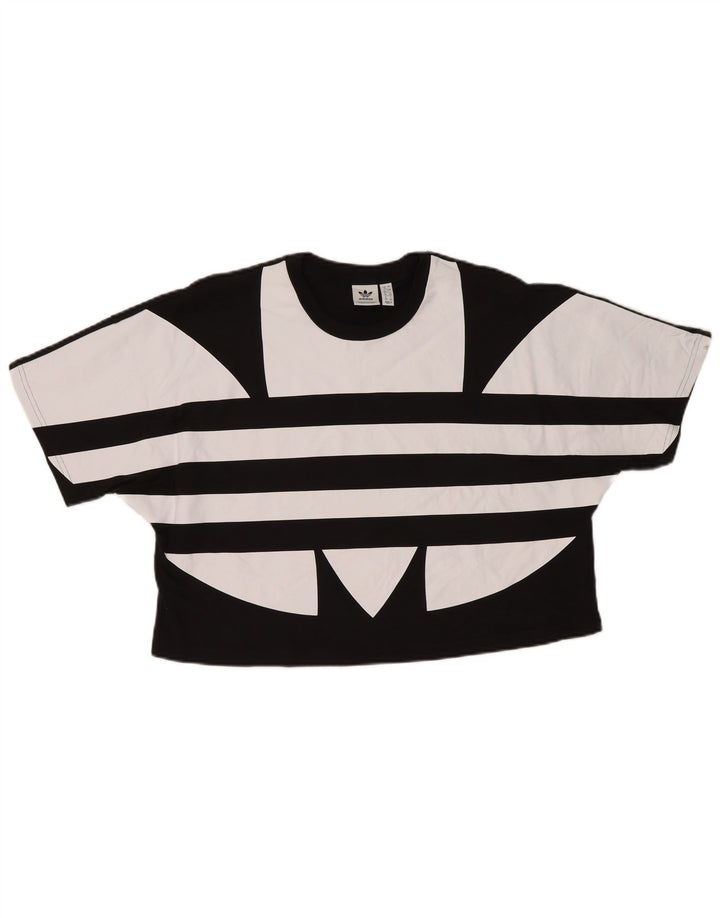 Damska koszulka oversize Adidas z grafiką Top UK 12, średnia czarna bawełna