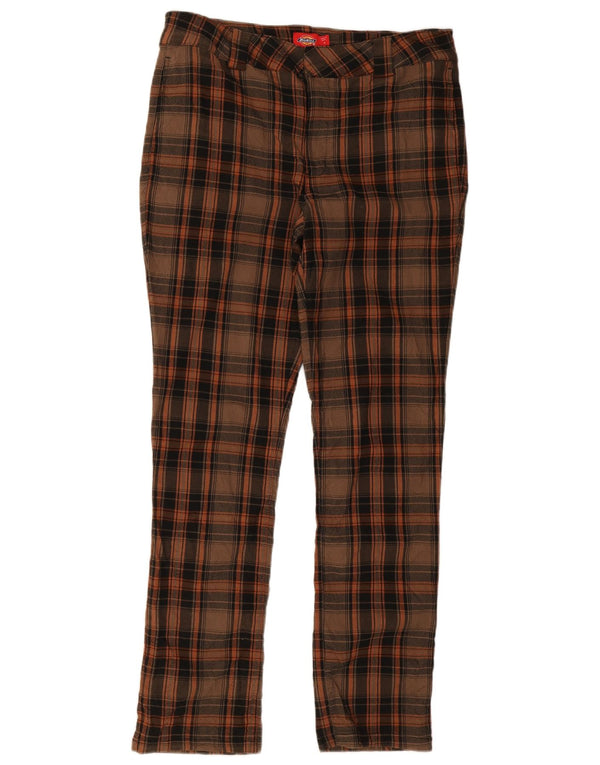 Spodnie damskie Dickies Skinny Chino US 13 Large W34 L30 Brązowy Rayon w kratę