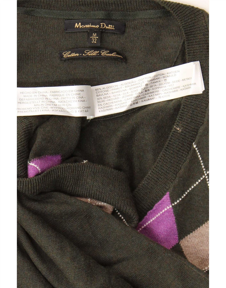 Sweter damski Massimo Dutti z dekoltem w kształcie litery V, UK 12, średni zielony