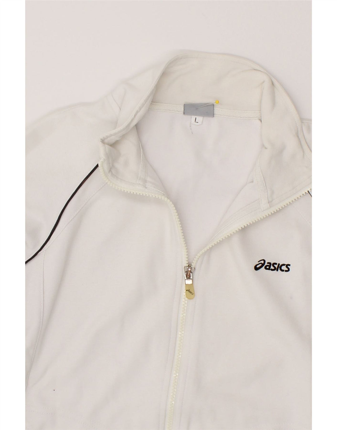 ASICS Womens Tracksuit Top Jacket UK 14 Large White Vintage Asics and Second-Hand Asics from Messina Hembry 