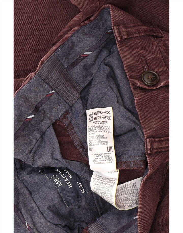 Spodnie męskie Marks & Spencer Heritage Regular Chino W32 L29 Burgundowe