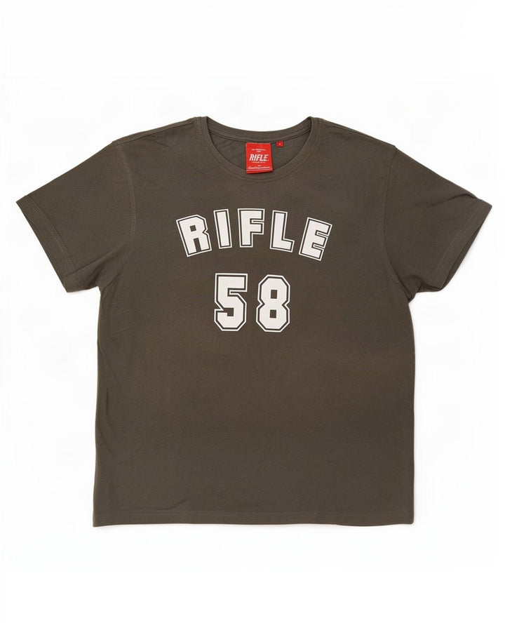Męska koszulka z grafiką Rifle, duża, szara