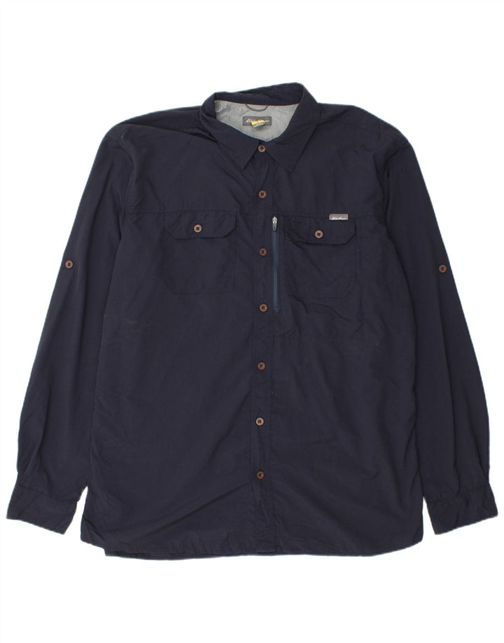 Męska koszula podróżna Eddie Bauer, duża, granatowa, nylonowa