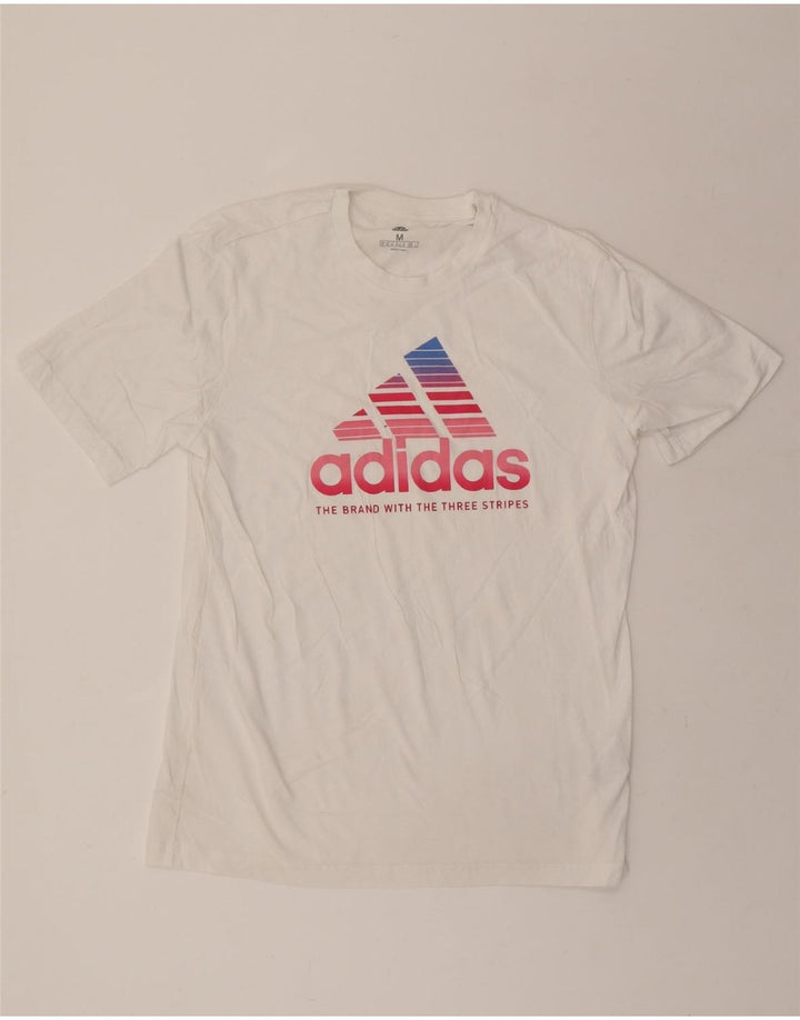 ADIDAS Mens Graphic T-Shirt Top Medium White Cotton Vintage Adidas and Second-Hand Adidas from Messina Hembry 