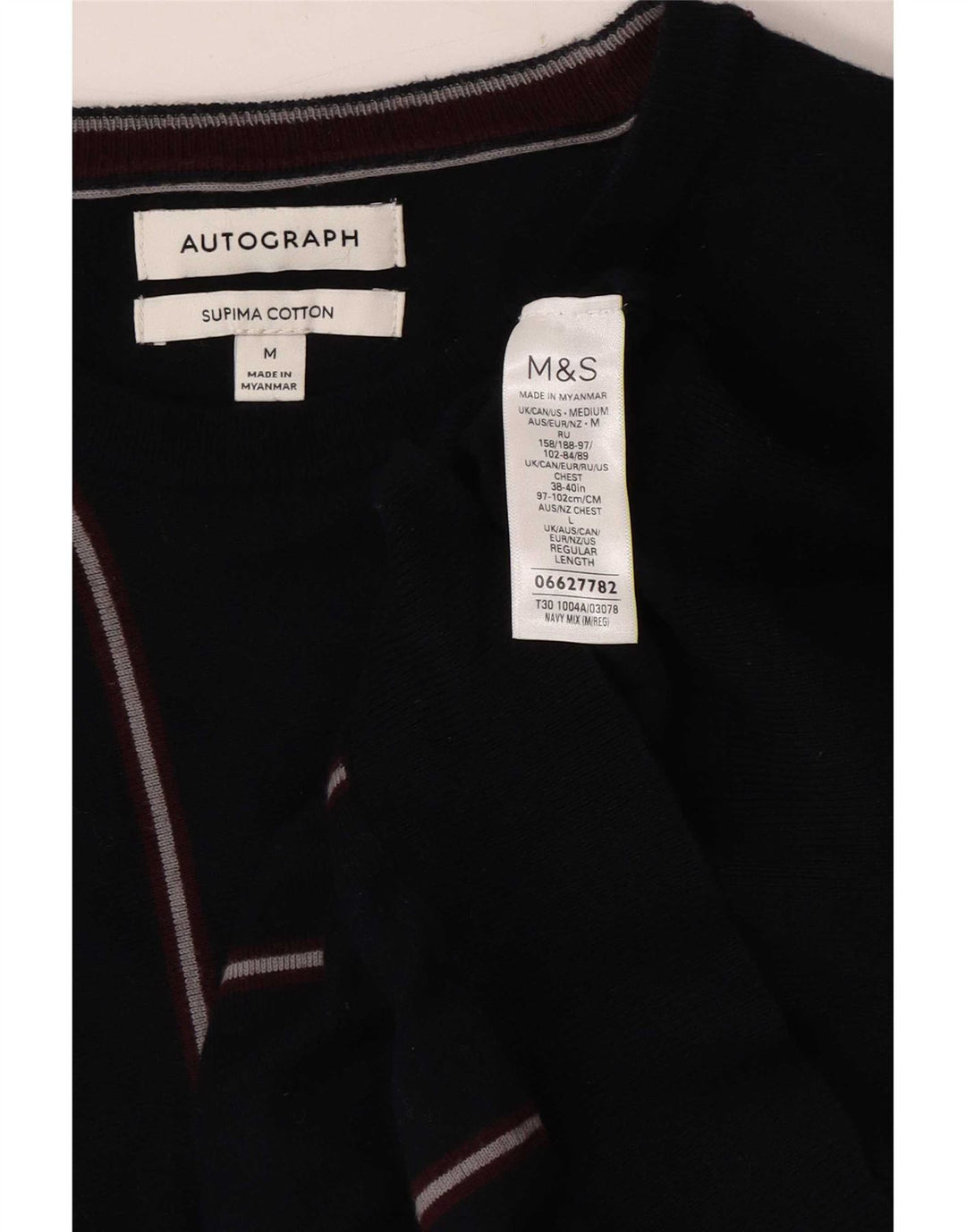 Marks & Spencer Męski sweter z dekoltem w łódkę z autografem, średni granatowy