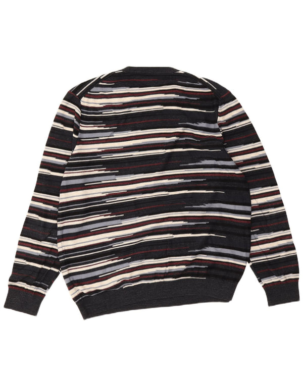 Męski sweter z okrągłym dekoltem Hugo Boss 2XL, granatowy, bawełniany w paski
