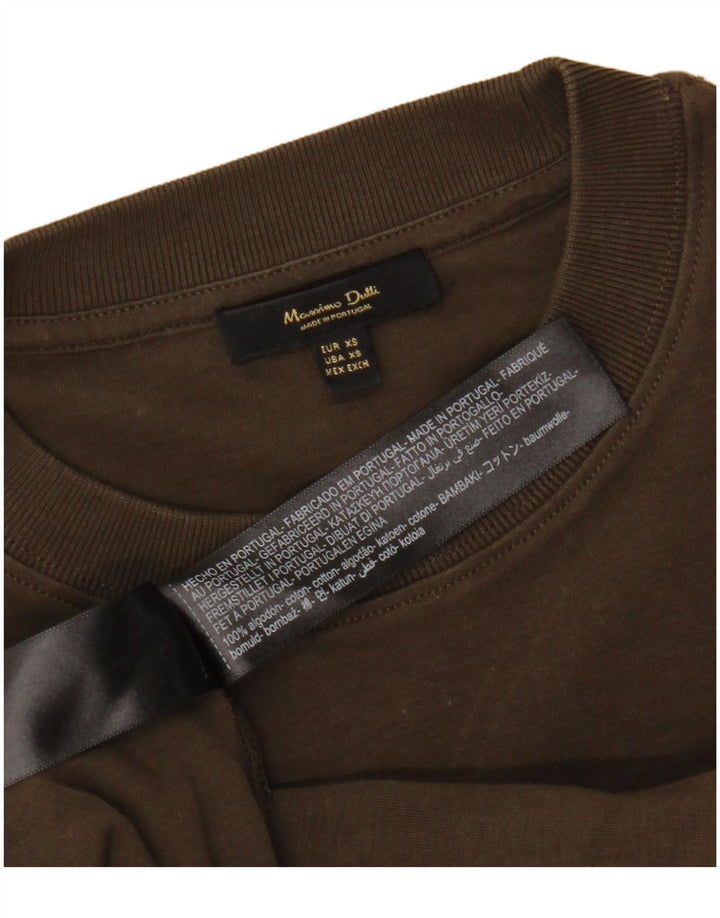 MASSIMO DUTTI Top męski z długim rękawem XS, khaki, bawełniany