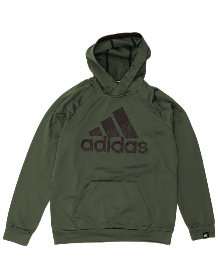 ADIDAS Mens Graphic Hoodie Jumper Medium Green Polyester