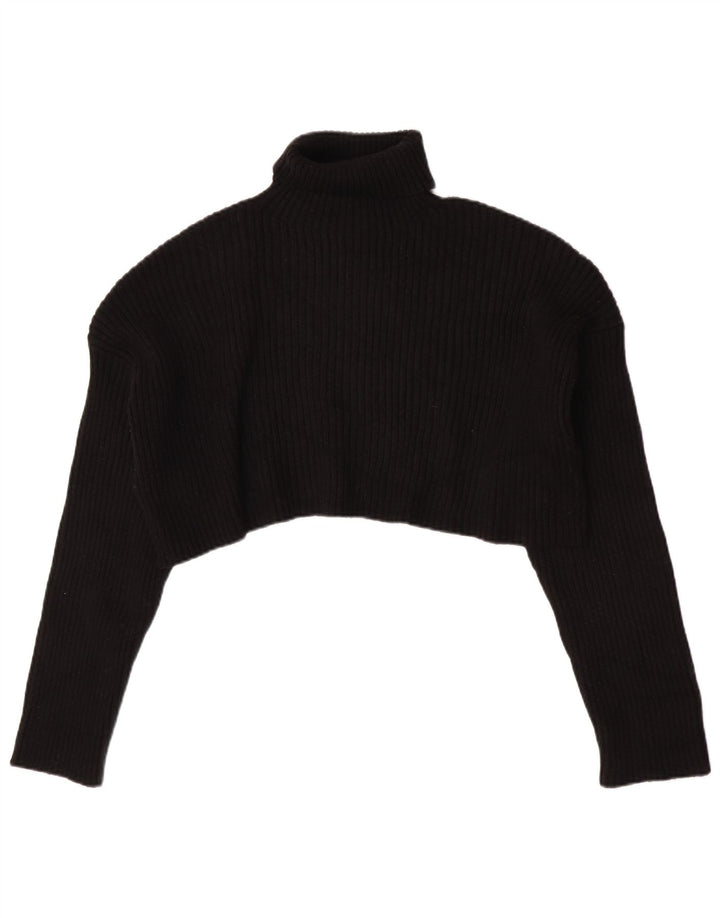 Damski sweter Zara Crop Oversize z golfem UK 16, duży, czarny