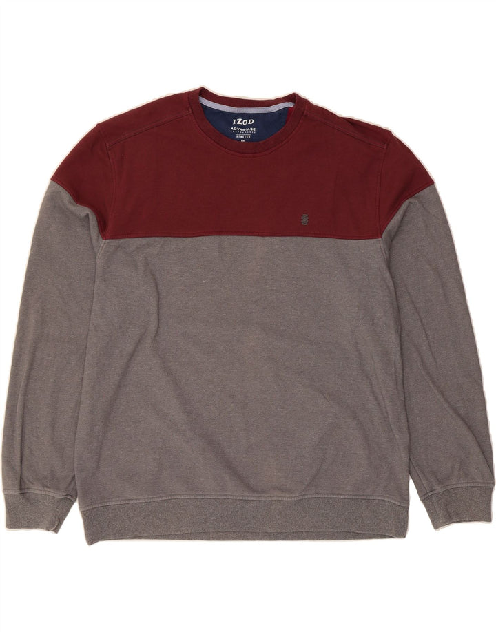 IZOD Męski sweter ze stretchem, 2XL, szary poliester z blokami kolorów