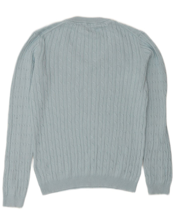 Crew Clothing Damski sweter z dekoltem w kształcie litery V, UK 10, mały, niebieski, bawełniany
