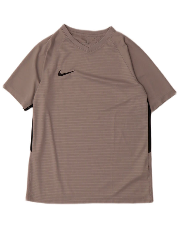 Chłopięcy T-shirt Nike Dri Fit, 13-14 lat, XL, szary, poliester z blokami kolorów
