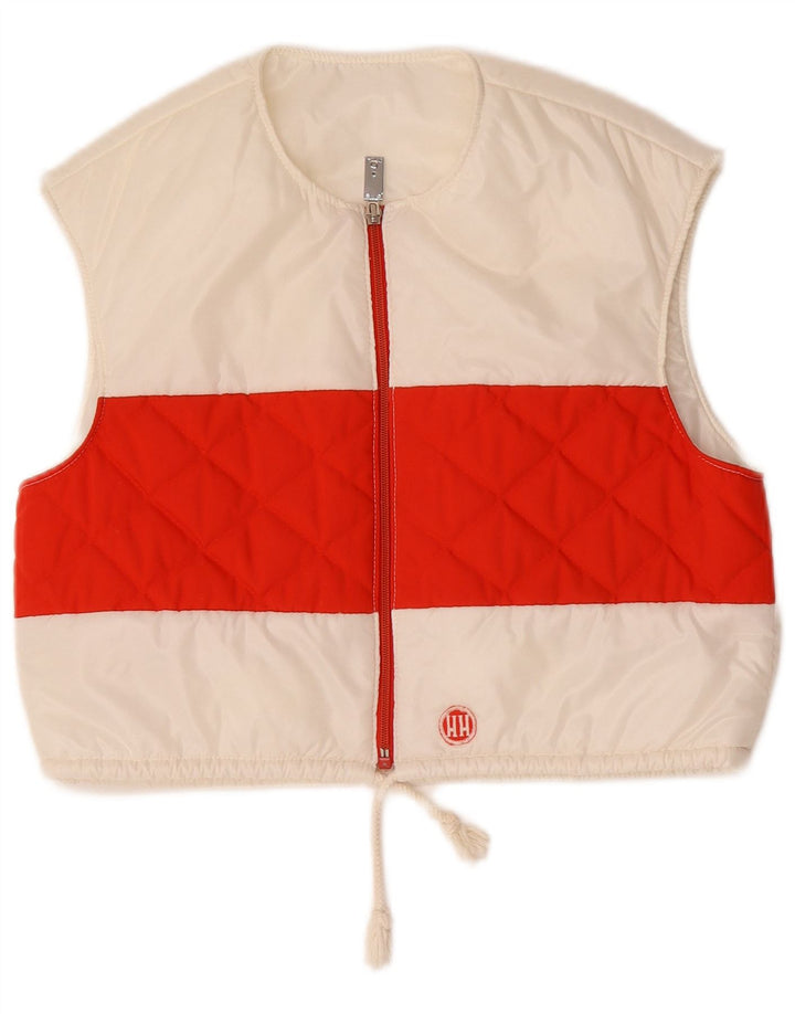 Vintage damska pikowana kamizelka oversize EU 36, mała, biała, z blokami kolorów
