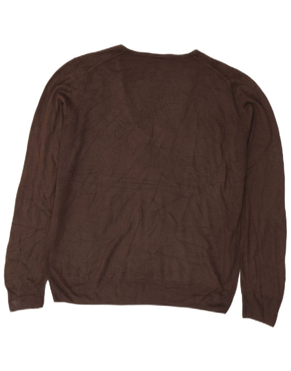 Marks & Spencer Damski sweter z dekoltem w kształcie litery V, UK 16, duży, brązowy akryl