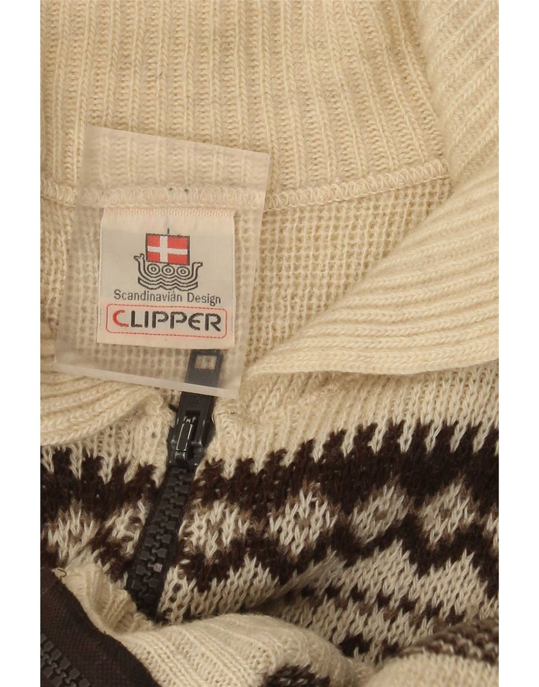 Męski sweter rozpinany Clipper IT 54 XL Off White Fair Isle Wool