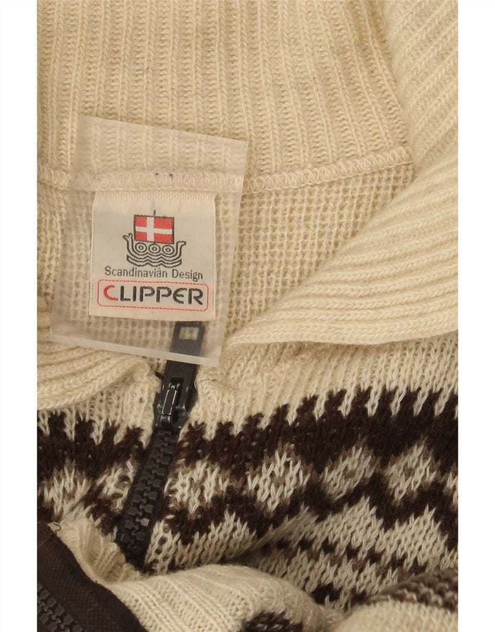 Męski sweter rozpinany Clipper IT 54 XL Off White Fair Isle Wool