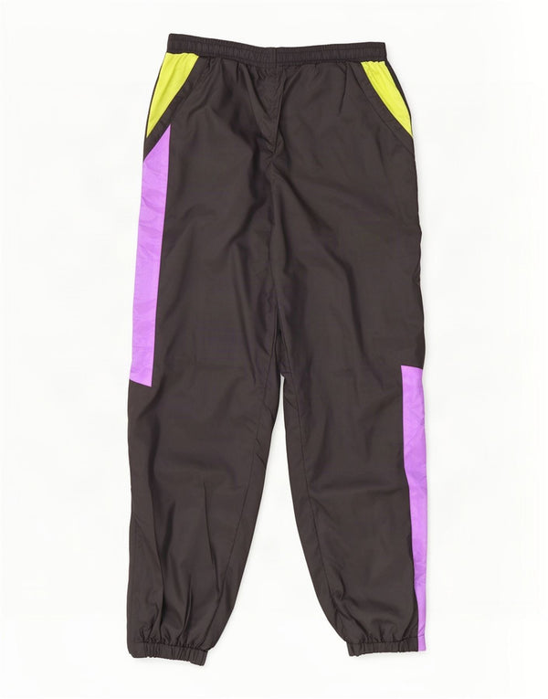 Męskie spodnie dresowe w stylu vintage Joggery Średni czarny nylon w blokach kolorystycznych