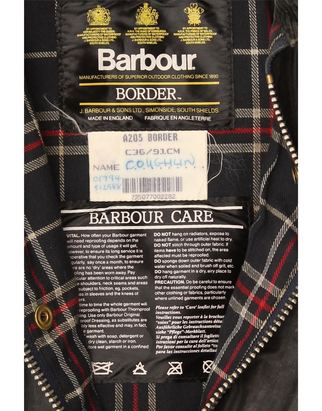 Płaszcz męski Barbour Border z woskowanej bawełny UK 36 Small Black