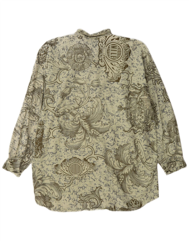 Koszula męska w stylu vintage, duża, zielona bawełna Paisley