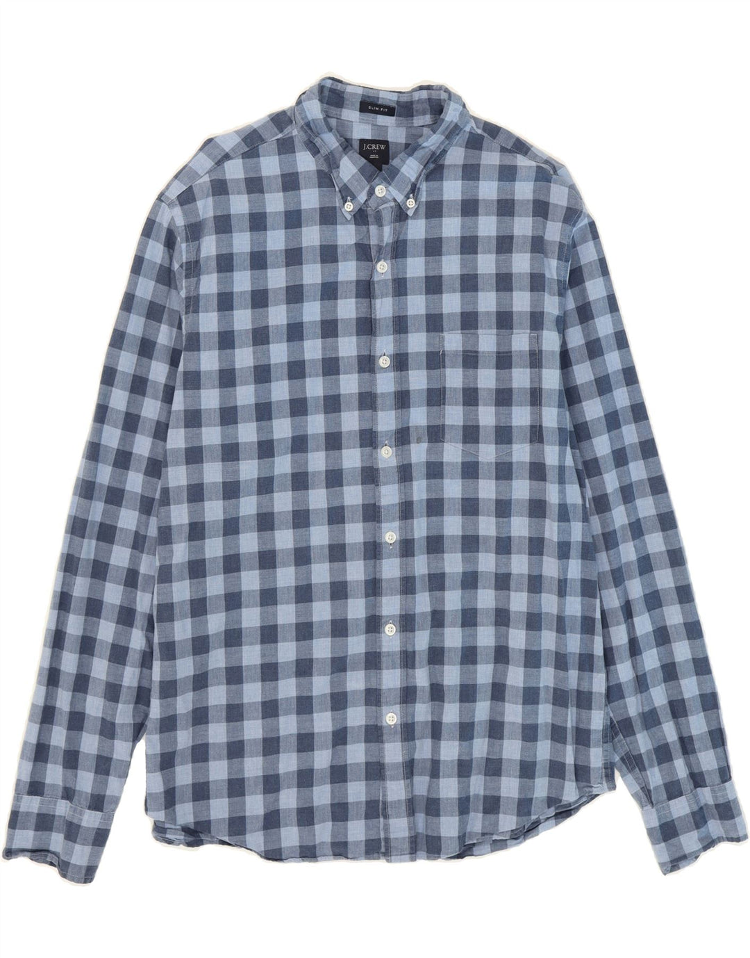 J. CREW Mens Slim Fit Shirt Large Blue Check Cotton Vintage J. Crew and Second-Hand J. Crew from Messina Hembry 