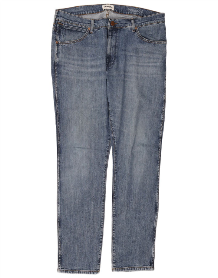 Wrangler Męskie Larston Slim Jeans W38 L34 Niebieskie bawełniane