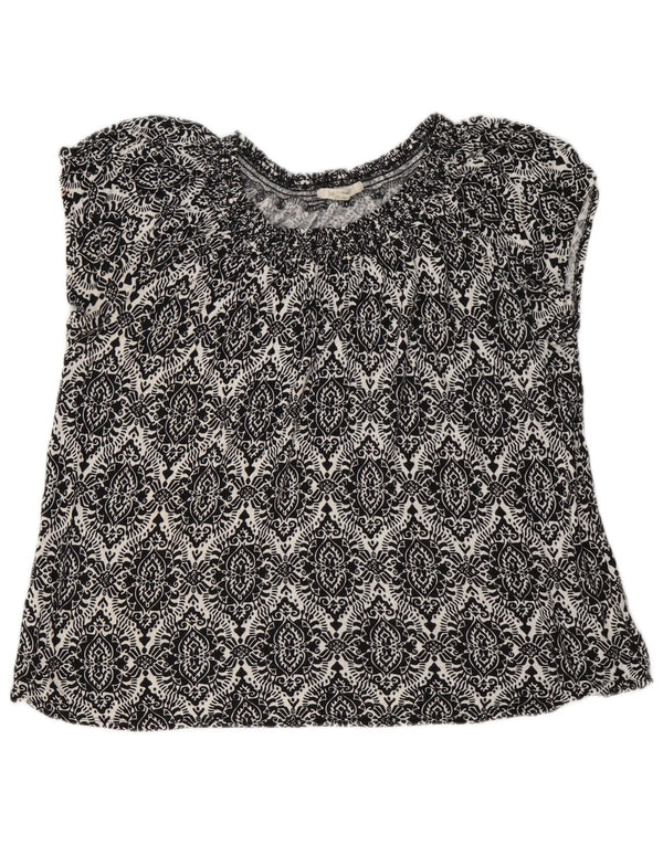 Bluzka damska White Stuff Top UK 14, duża czarna lniana paisley