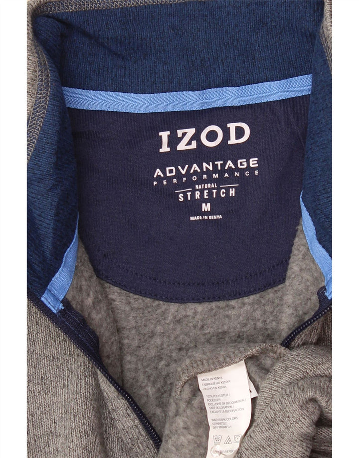 IZOD Męski sweter z zamkiem błyskawicznym, średnioszary, nakrapiany poliester