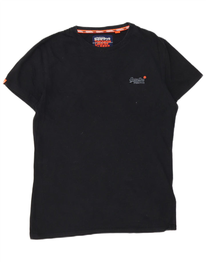 SUPERDRY Męski T-shirt Top Średni Czarny Bawełniany