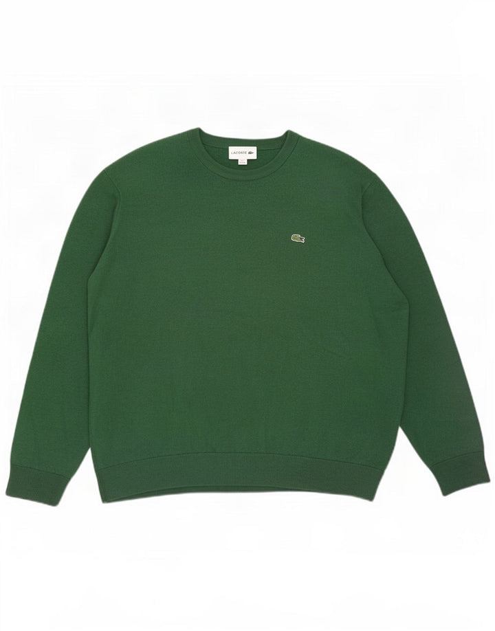 Lacoste Męski sweter z dekoltem w łódkę, rozmiar 7 2XL, zielona wełna