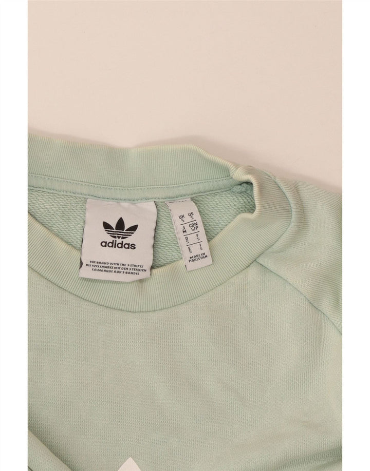 Męska bluza Adidas z grafiką, mała, turkusowa, bawełniana