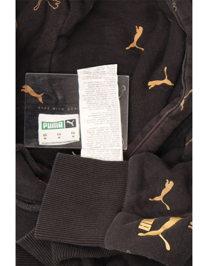 Męski sweter z kapturem i grafiką PUMA, średni czarny, bawełniany