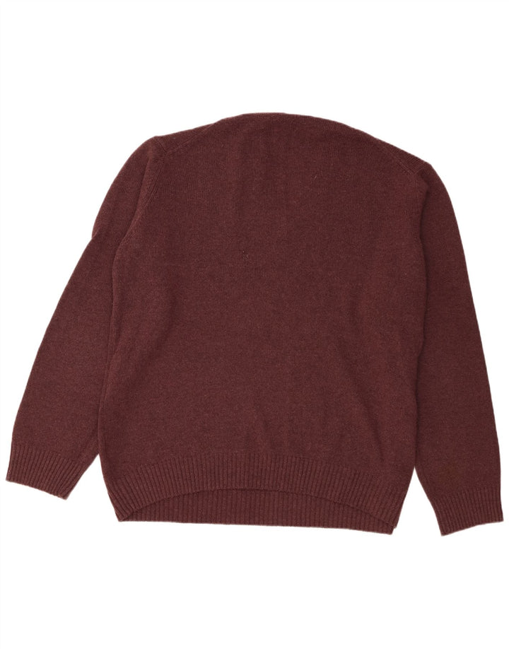 Marks & Spencer Męski sweter z dekoltem w kształcie litery V, XL, bordowa wełna
