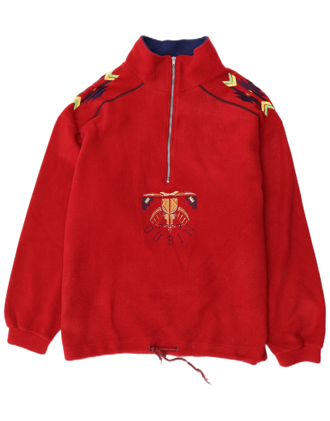 Męski sweter polarowy DUBIN o luźnym kroju i zapinanym na zamek, duży, czerwony poliester