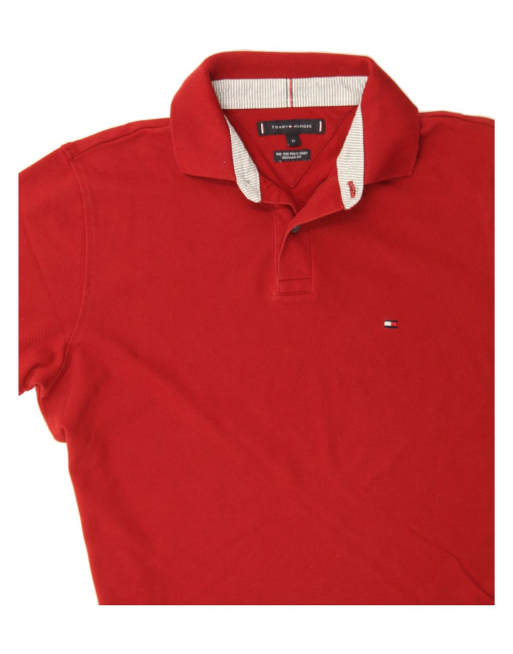 TOMMY HILFIGER Mens Polo Shirt Medium Red Cotton Vintage Tommy Hilfiger and Second-Hand Tommy Hilfiger from Messina Hembry 