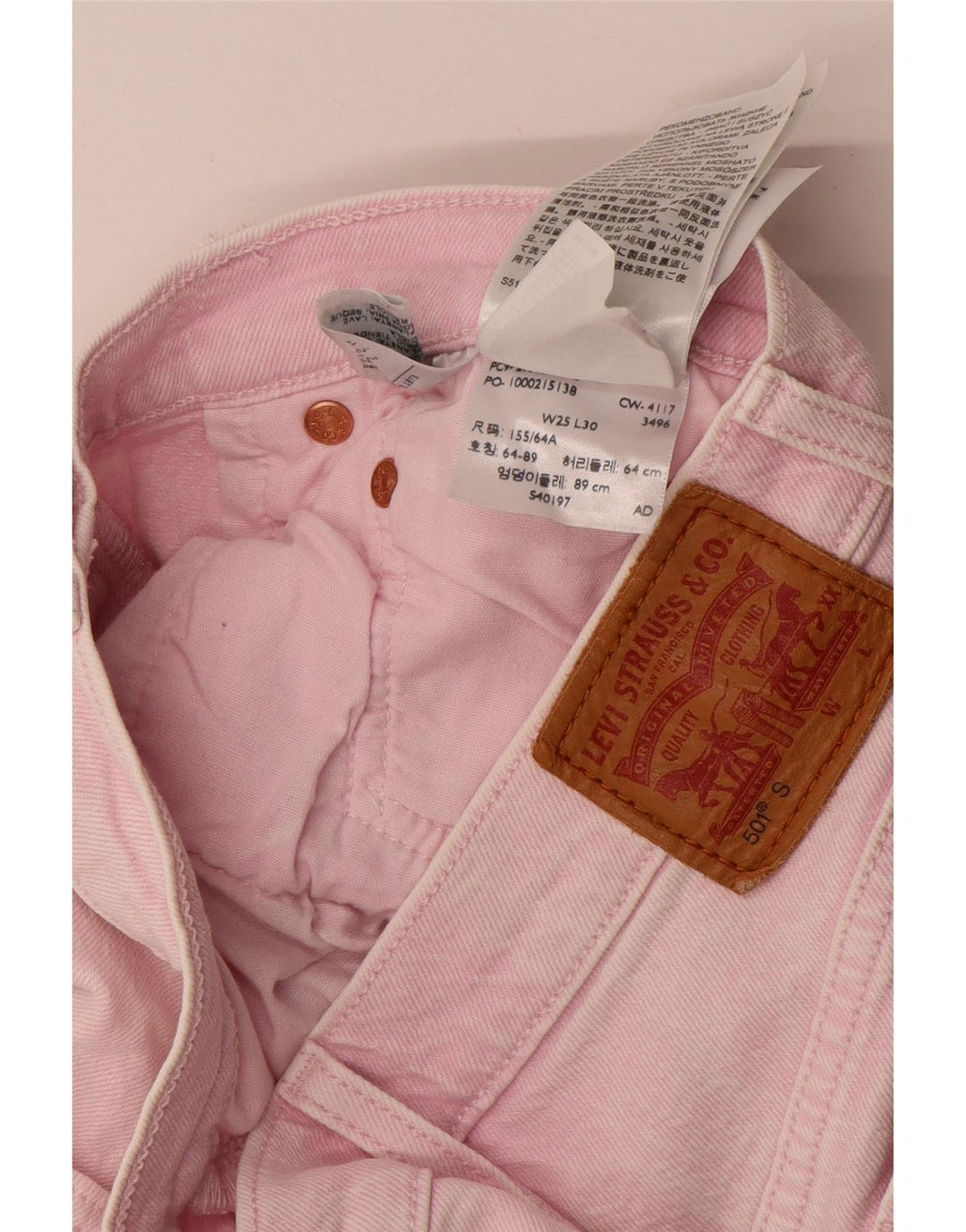 Damskie dżinsy Levi's 501 Straight W25 L30 Różowa bawełna