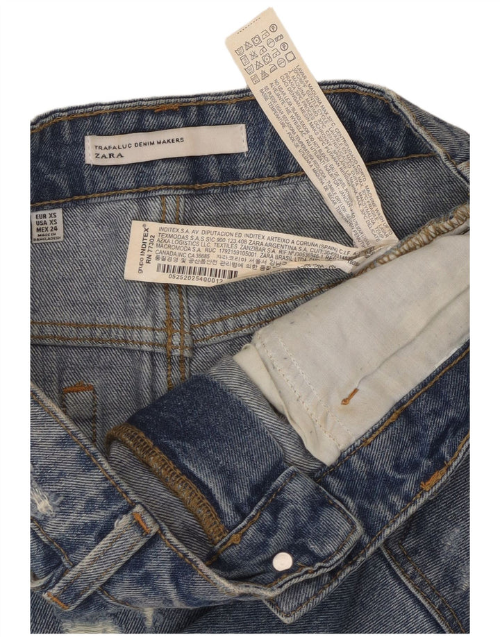 Damska spódnica mini jeansowa ZARA Trafaluc w trudnej sytuacji XS W24, niebieska bawełna