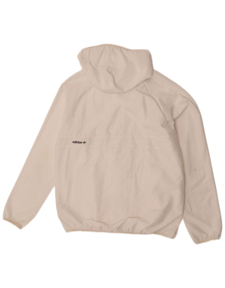 Adidas Męska kurtka wiatrówka z kapturem Climalite UK 40, duża, biała, poliestrowa