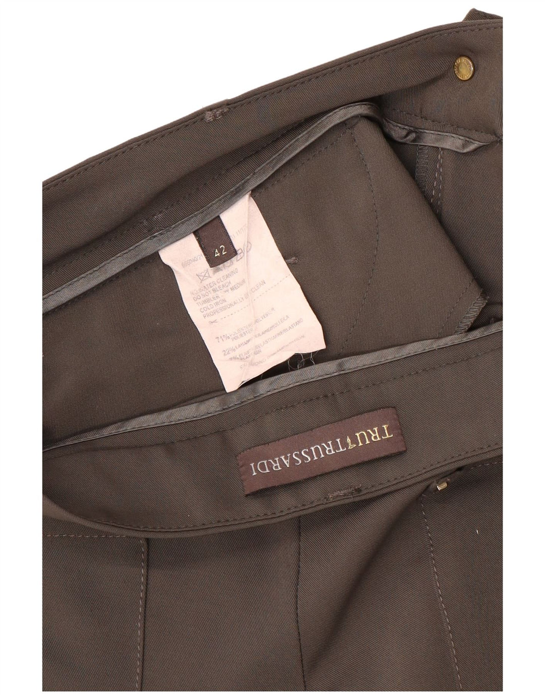 Wąskie spodnie damskie TRUSSARDI IT 42 Medium W32 L29 Brązowy poliester