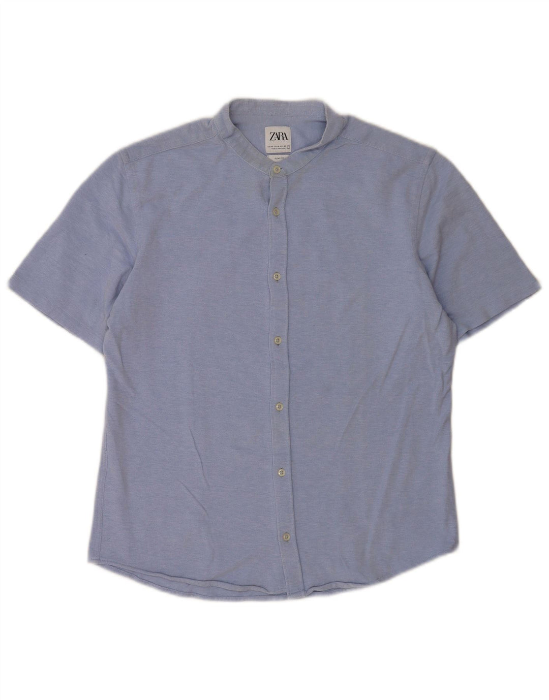 Męska koszula slim fit z krótkim rękawem Zara, średnioniebieska
