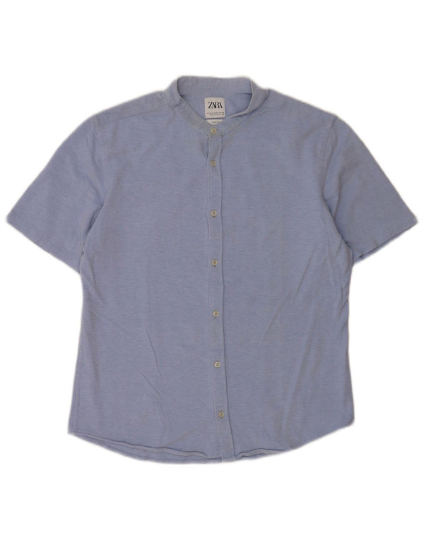 Męska koszula slim fit z krótkim rękawem Zara, średnioniebieska
