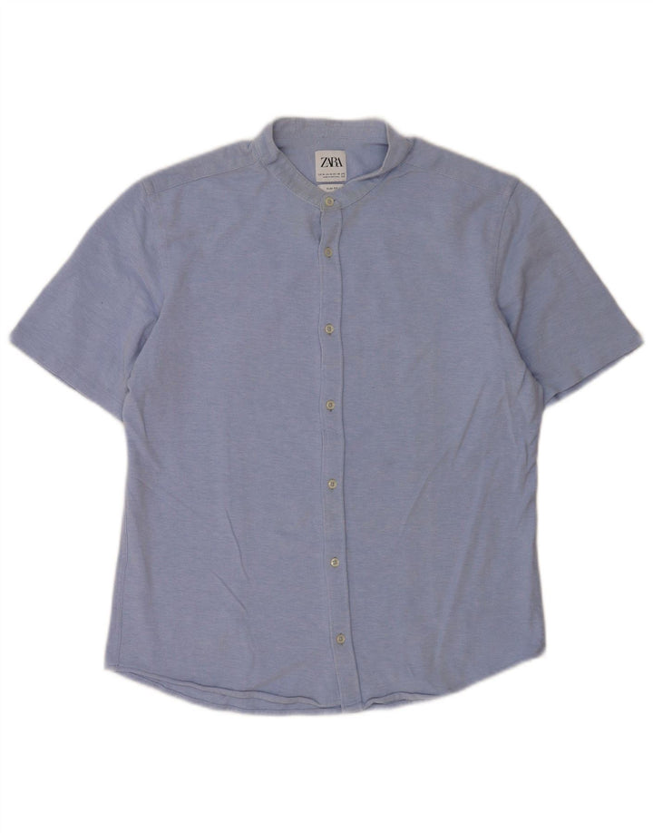 Męska koszula slim fit z krótkim rękawem Zara, średnioniebieska